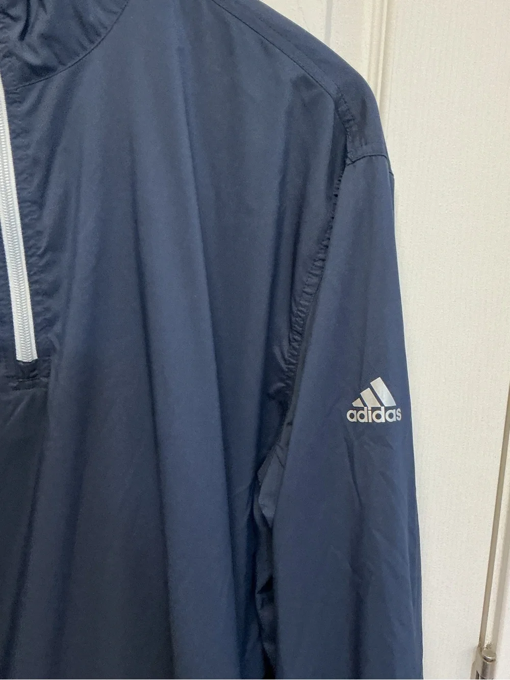 Adidas Men’s SZ XL Climaproof Pullover Quarter Zip Windbreaker Navy Blue